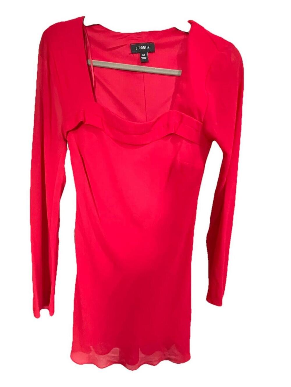 NWT B. Darlin Juniors' Long-Sleeve A-Line Dress Sz 1/2 MSRP $49